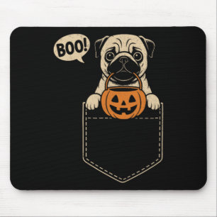 Tapis De Souris Drôle Carlin Halloween mignon Carlin Poche de chie