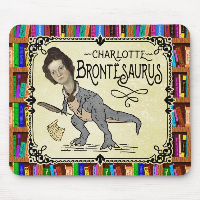 Tapis De Souris Drôle Charlotte Bronte Saurus Dinosaur Lecteur de  (Devant)
