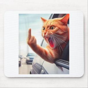 Tapis De Souris Drôle Chat Moyen Doigt Hilarious Chat Dans La Voit