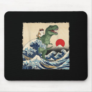 Tapis De Souris Drôle Chat Riding Dinosaur Cool Chat Dans Sungles 
