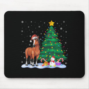 Tapis De Souris Drôle Cheval Xmas Arbre Lumières Reindeer Casquett