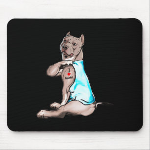 Tapis De Souris Drôle Chien Pitbull I Love Maman Tattoo Amoureux d