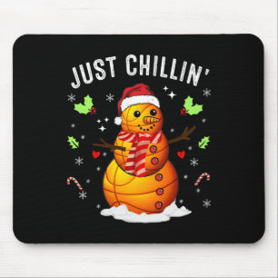 Tapis De Souris Drôle Chillin' Snowman Sketll Ll Santa Hat Christm