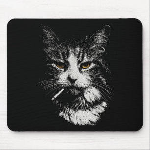 Tapis De Souris Drôle Cool Chat Fumer Mème Drôle Cat Ga