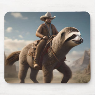 Tapis De Souris Drôle Cowboy À Cheval De Fente,