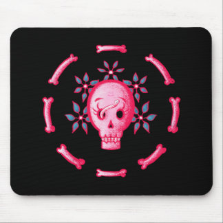 Tapis De Souris Drôle Crâne rose Halloween Whimsigoth