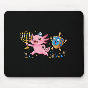 Tapis De Souris Drôle d'Axolotl Dreidel Menorah Hanukkah Enfants F