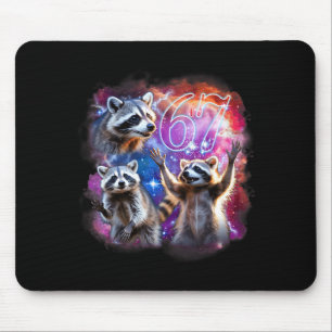 Tapis De Souris Drôle de 67 Meme Raton laveur hurlant à la Lune Si