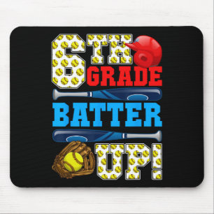 Tapis De Souris Drôle de 6e année Batter Up Softball Premier jour