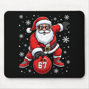 Tapis De Souris Drôle de Bowling de Noël Santa Claus Cool 6 7 Meme