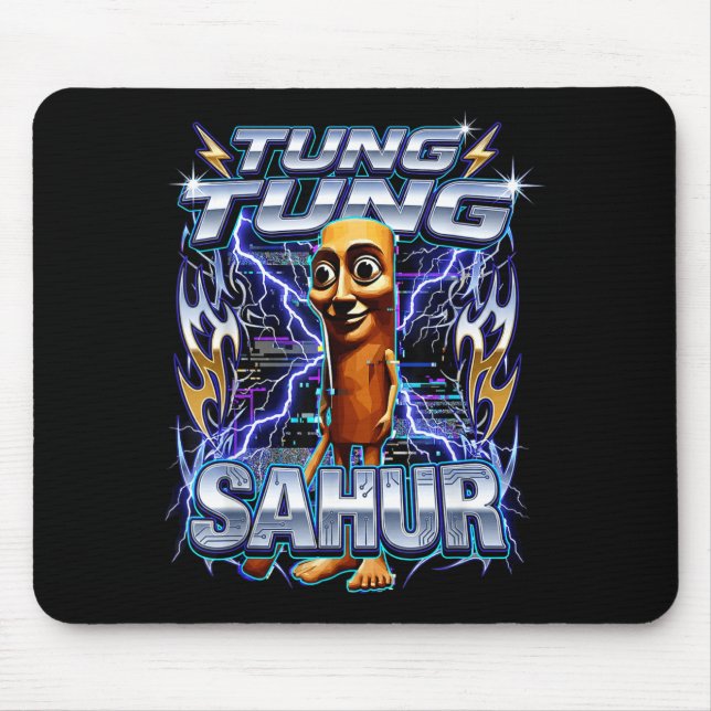 Tapis De Souris Drôle de Brainrot italien Tung Tung Tung Sahur  (Devant)