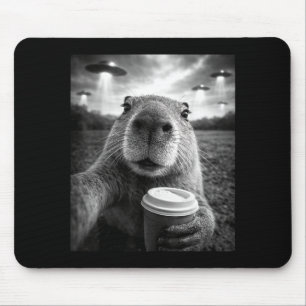 Tapis De Souris Drôle de capybara selfie ufo alien mème