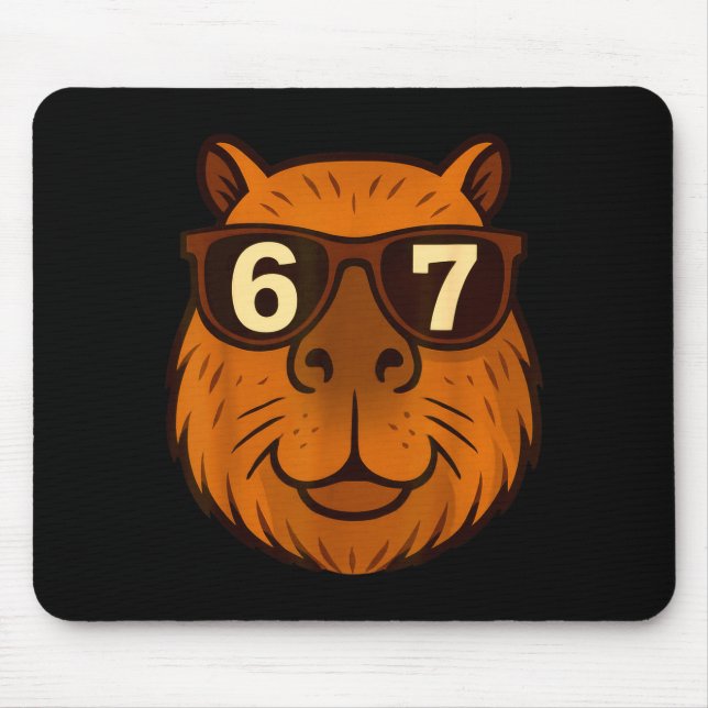 Tapis De Souris Drôle de capybara Sungles 67 Six Sept Mème  (Devant)