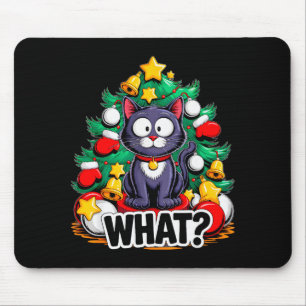Tapis De Souris Drôle de chat noir arbre de Noël Merry Xmas Humour