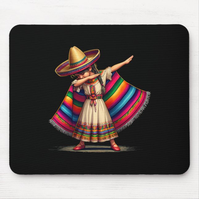 Tapis De Souris Drôle de Dabbing Poncho Mexicain Sombrero Cinco De (Devant)
