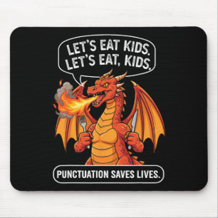 Tapis De Souris Drôle de dragon mangeons des enfants virgules sauv