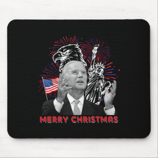 Tapis De Souris Drôle de Joe Biden Joyeux Noël en juillet Drapeau