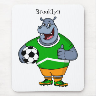 Tapis De Souris Drôle de joueur de football hippo dessin humoristi