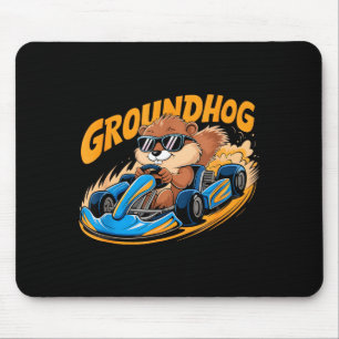 Tapis De Souris Drôle de jour de la marmotte de course de kart Fun