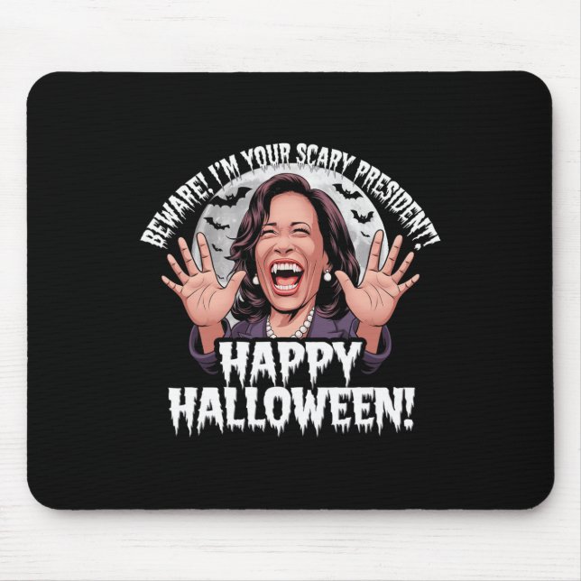 Tapis De Souris Drôle de Kamala Harris Épouvantable Farce d'Hallow (Devant)