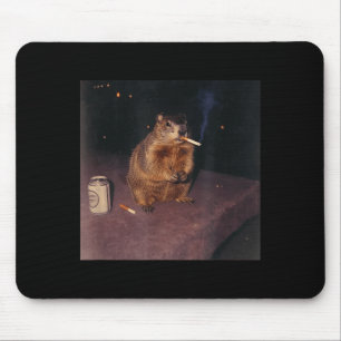 Tapis De Souris Drôle de marmotte qui fume une cigarette Mème rétr