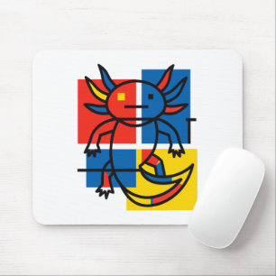 Tapis De Souris Drôle de motif d'art abstrait Axolotl Piet Mondria