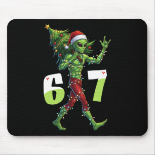 Tapis De Souris Drôle de Noël Alien Six Seven Meme 67 Chapeau de P