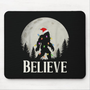 Tapis De Souris Drôle de Noël Bigfoot Chapeau de Père Noël Lune Sa