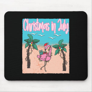 Tapis De Souris Drôle de Noël en juillet Flamant rose plage Noël j