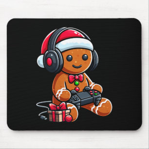 Tapis De Souris Drôle de Noël Gamer Gingerbread Xmas Jeux Hommes 