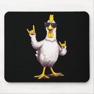 Tapis De Souris Drôle de poulet cool Rock On Volailles Amateur d'a