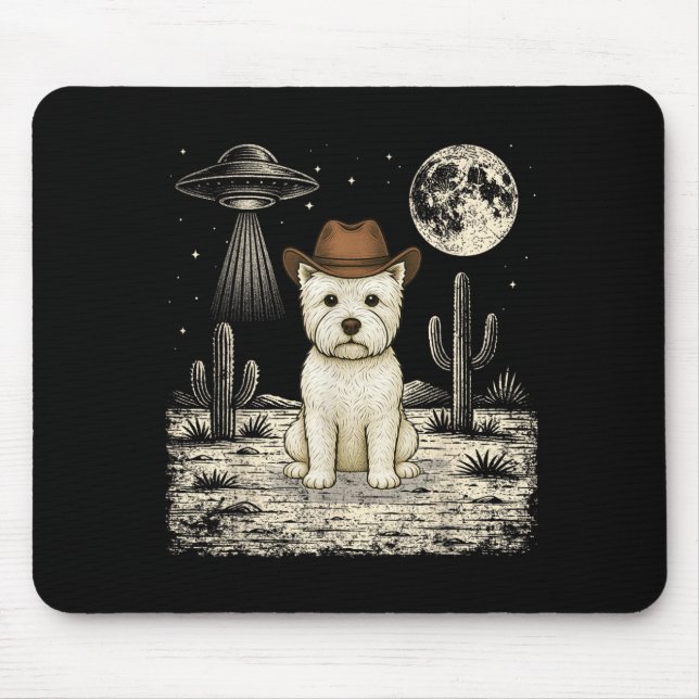 Tapis De Souris Drôle de West Highland White Terrier Cowboy Wester (Devant)