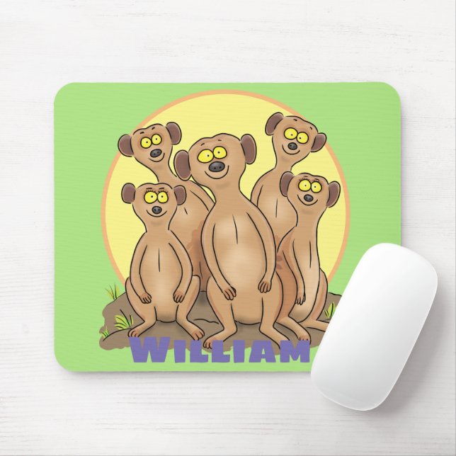 Tapis De Souris Drôle dessin de la famille meerkat (Avec souris)
