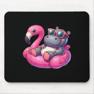 Tapis De Souris Drôle d'été Hippopotame Rose Fête de Piscine Été H