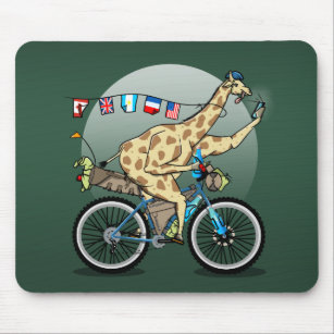 Tapis De Souris Drôle girafe vélo