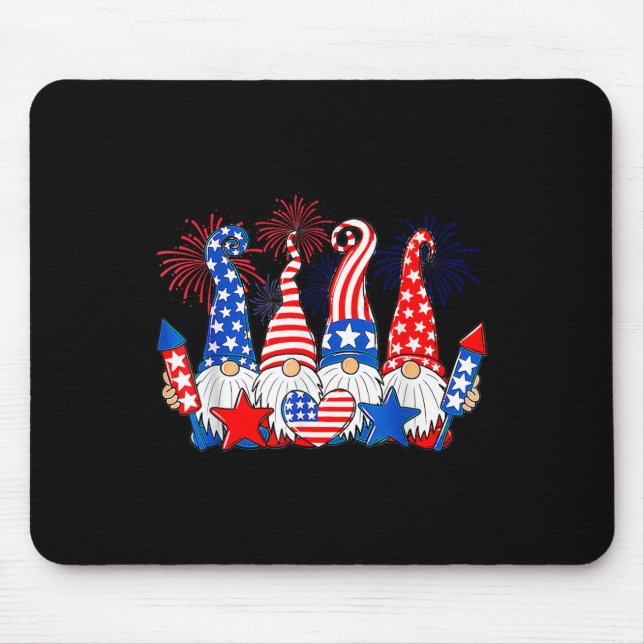 Tapis De Souris Drôle Gnomes Patriotique American Flag Gnomes mign (Devant)