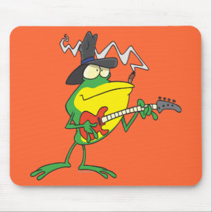 Tapis De Souris drôle grenouille jouer basse guitare froggy dessin