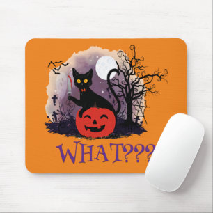 Tapis De Souris Drôle Halloween Bewitched Chat noir Quoi?