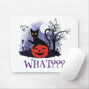 Tapis De Souris Drôle Halloween Bewitched Chat noir Quoi?