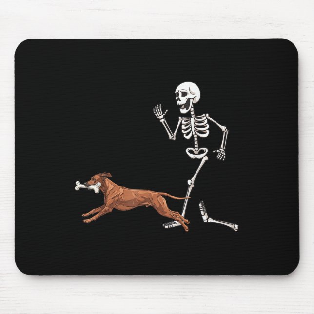 Tapis De Souris Drôle Halloween Rhodesian Ridgeback Et Skeleton (Devant)