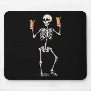 Tapis De Souris Drôle Halloween Squelette Boire Bloody Mary Tail