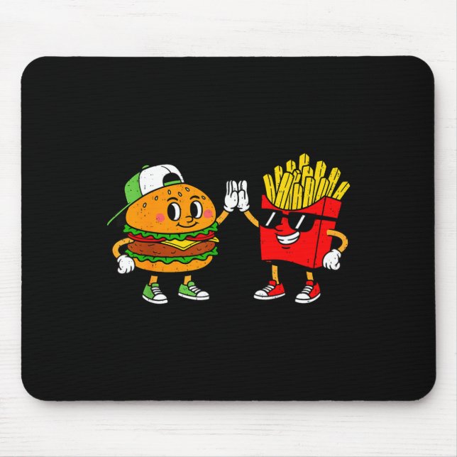 Tapis De Souris Drôle Hamburger Frites Combo Snacks Nourriture Rap (Devant)