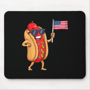Tapis De Souris Drôle Hotdog Patriotique américain Amérique Drapea