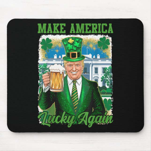 Tapis De Souris Drôle Jour de la Saint Patrick Trump White House I (Devant)