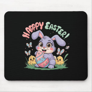 Tapis De Souris Drôle Joyeux Lapin De Pâques Enfants De Pâques Rab