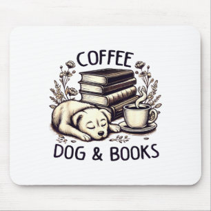 Tapis De Souris Drôle Mignon Café Chien Livres Amant Femmes Hommes