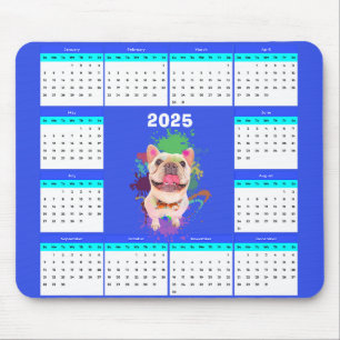 Tapis De Souris Drôle mignon Calendrier Français Chien