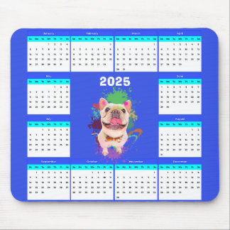 Tapis De Souris Drôle mignon Calendrier Français Chien