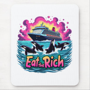 Tapis De Souris Drôle Mignonne Orca Baleine Mange Rich