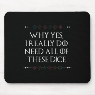 Tapis De Souris Drôle Nerdy Jeu D20 Rpg Dice Dire Graphique de dev